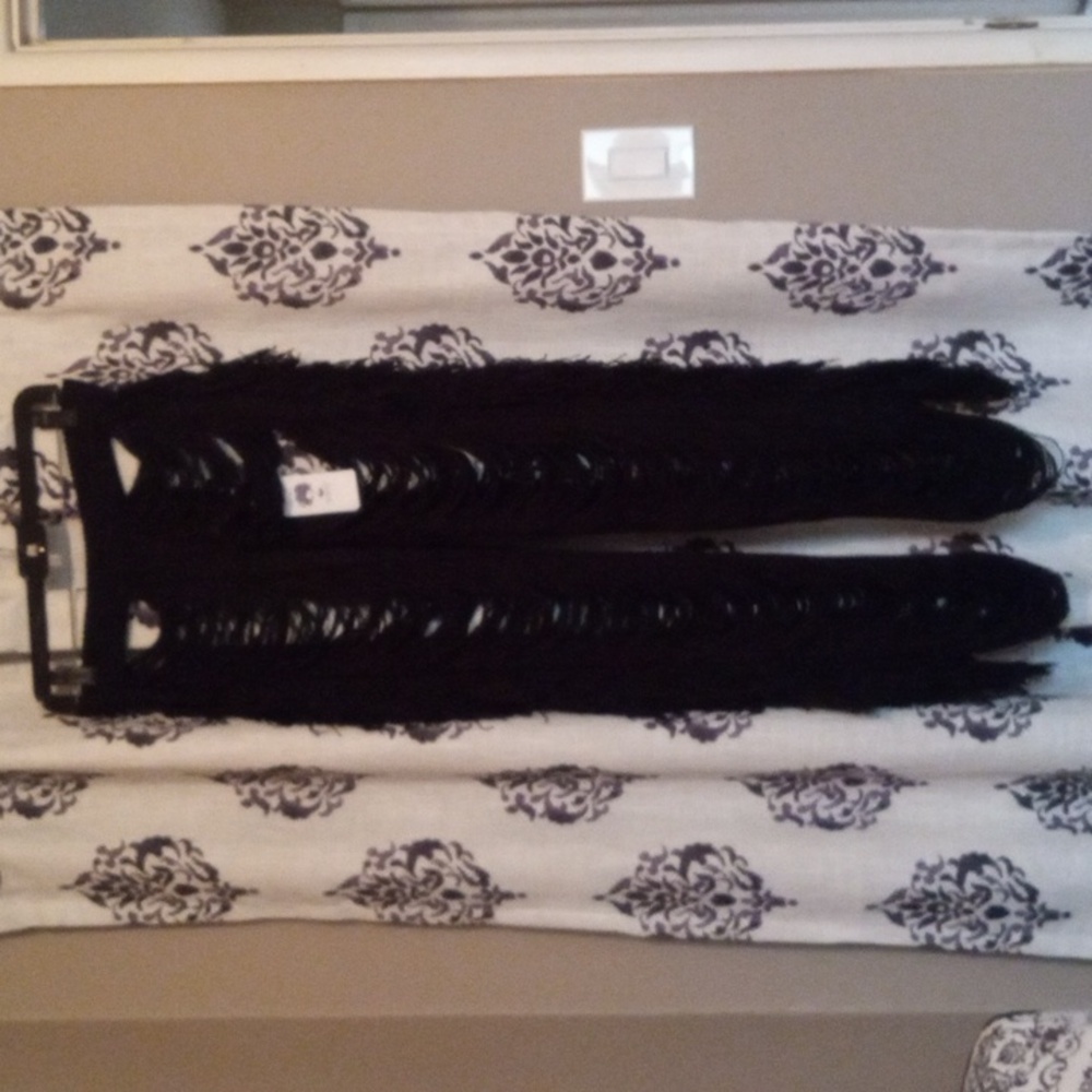 NWT Black Fringe Pants